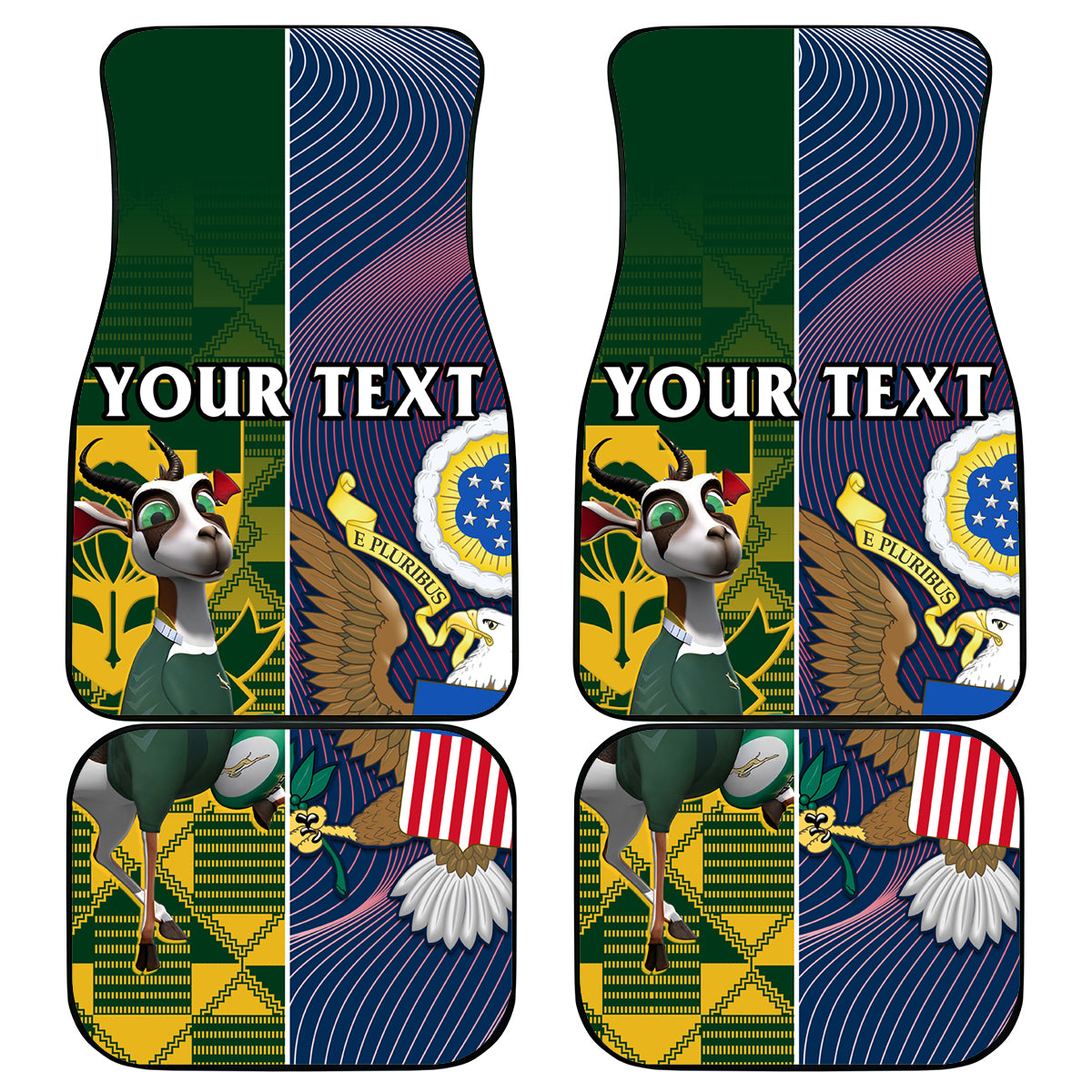 Custom South Africa And United States Rugby Car Mats 2023 Springboks Combine Eagles - Wonder Print Shop