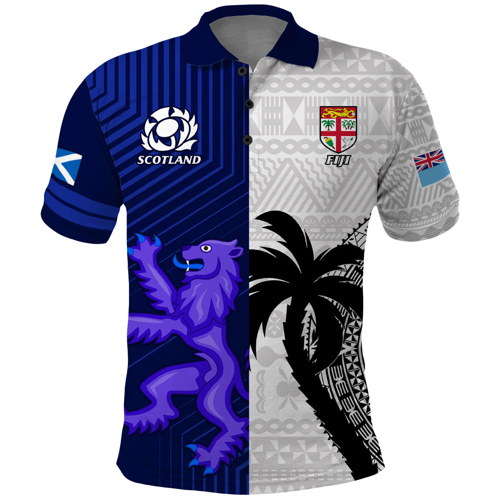 Fiji And Scotland Rugby Polo Shirt Fijian Tapa Pattern With Thistle - Wonder Print Shop