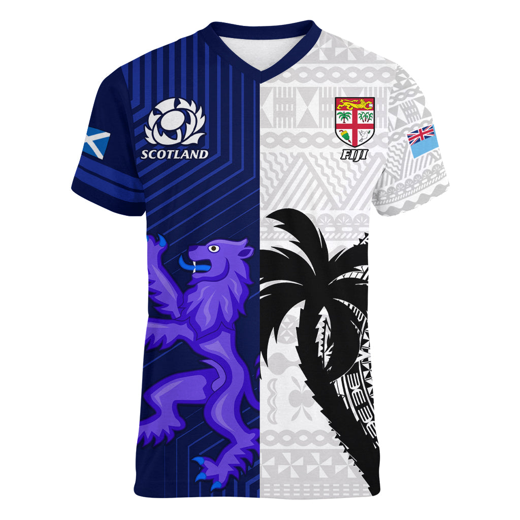 fiji-and-scotland-rugby-women-v-neck-t-shirt-fijian-tapa-pattern-with-thistle