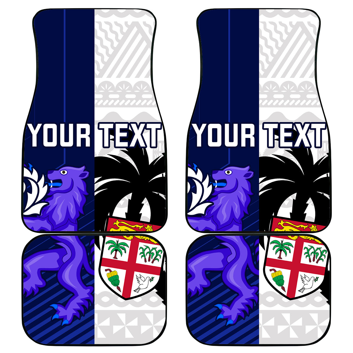 Custom Fiji And Scotland Rugby Car Mats Fijian Tapa Pattern With Thistle - Wonder Print Shop