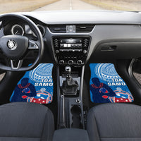 Pair of blue car floor mats with TOA SAMOA rugby design for front seats
