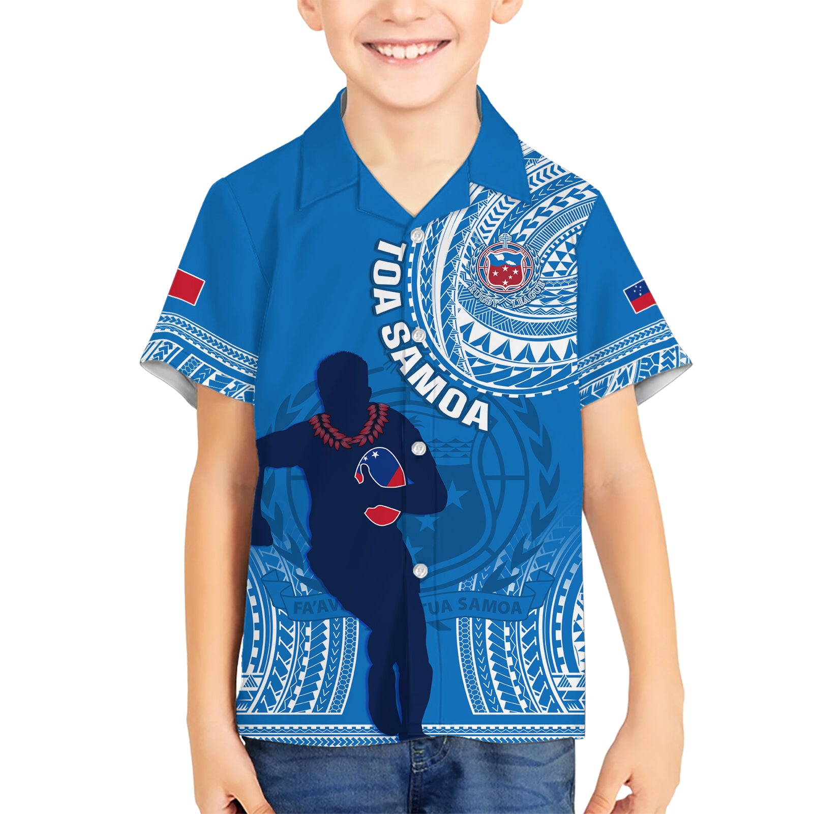 Custom Samoa Rugby Kid Hawaiian Shirt Pacific 2023 Go Toa Samoa - Wonder Print Shop