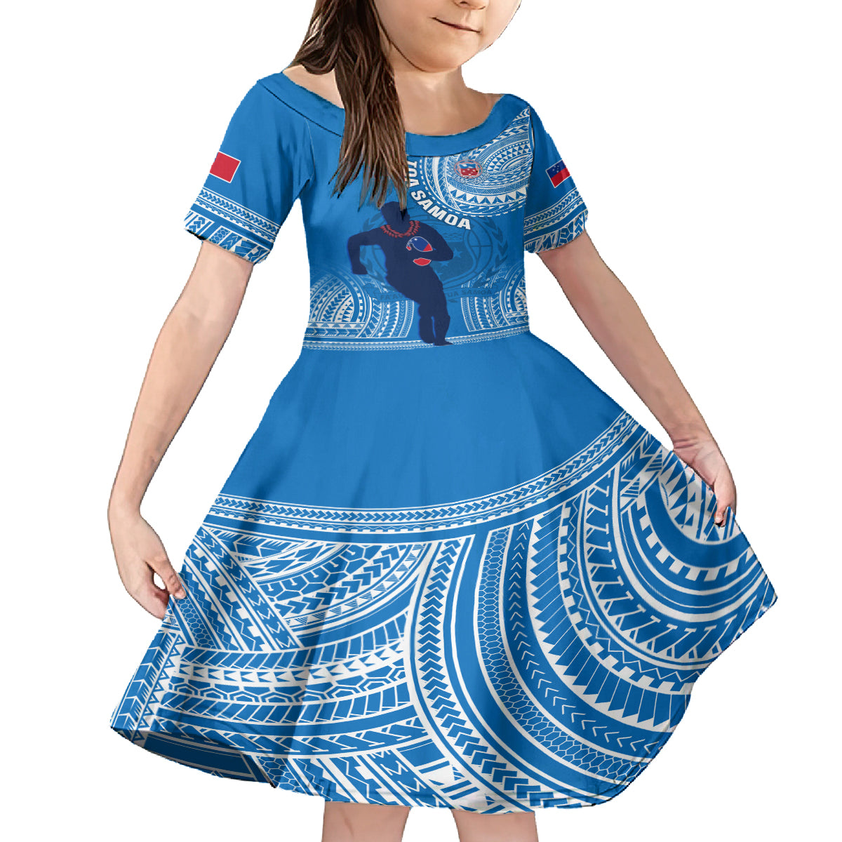 Custom Samoa Rugby Kid Short Sleeve Dress Pacific 2023 Go Toa Samoa - Wonder Print Shop