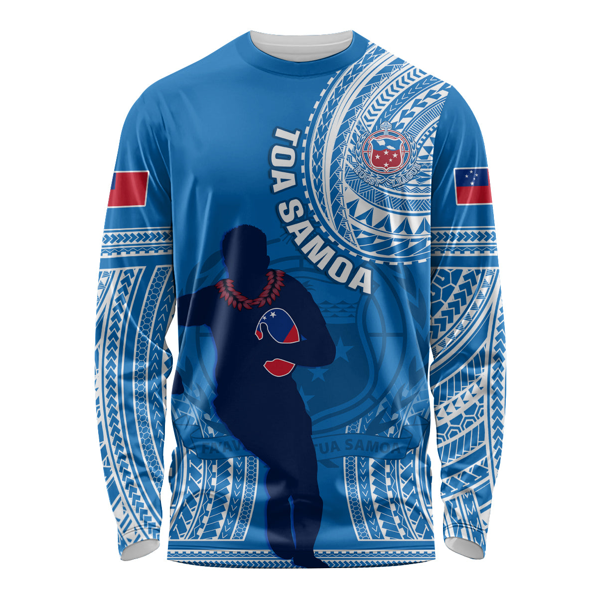 Custom Samoa Rugby Long Sleeve Shirt Pacific 2023 Go Toa Samoa - Wonder Print Shop