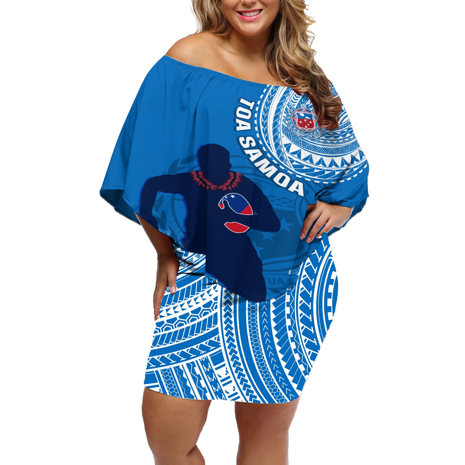 Custom Samoa Rugby Off Shoulder Short Dress Pacific 2023 Go Toa Samoa - Wonder Print Shop