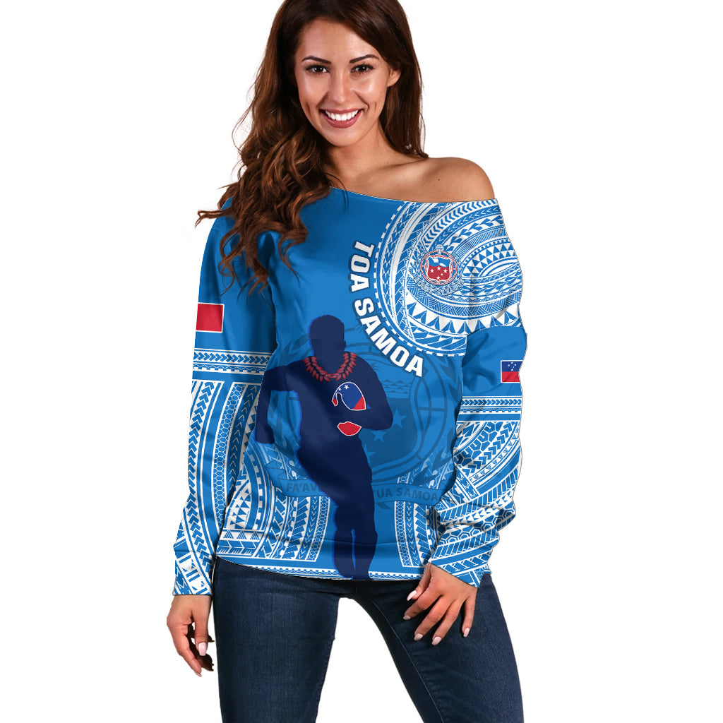 Custom Samoa Rugby Off Shoulder Sweater Pacific 2023 Go Toa Samoa - Wonder Print Shop