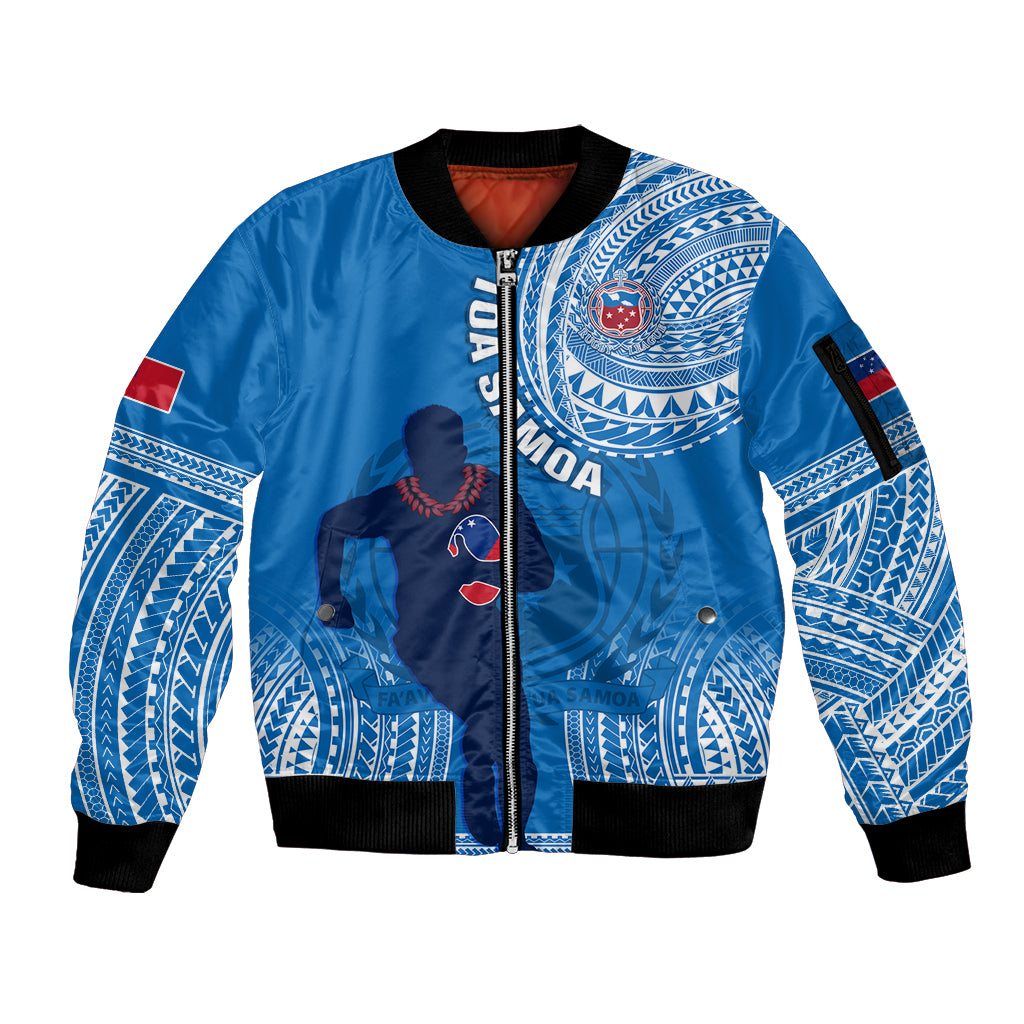 Custom Samoa Rugby Sleeve Zip Bomber Jacket Pacific 2023 Go Toa Samoa - Wonder Print Shop