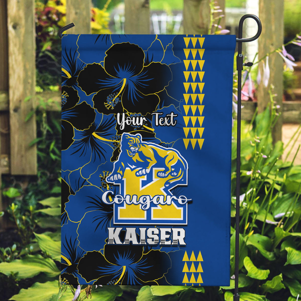 Personalised Hawaii Kaiser High School Garden Flag Kakau Mix Hibiscus Happy 52nd Anniversary - Wonder Print Shop