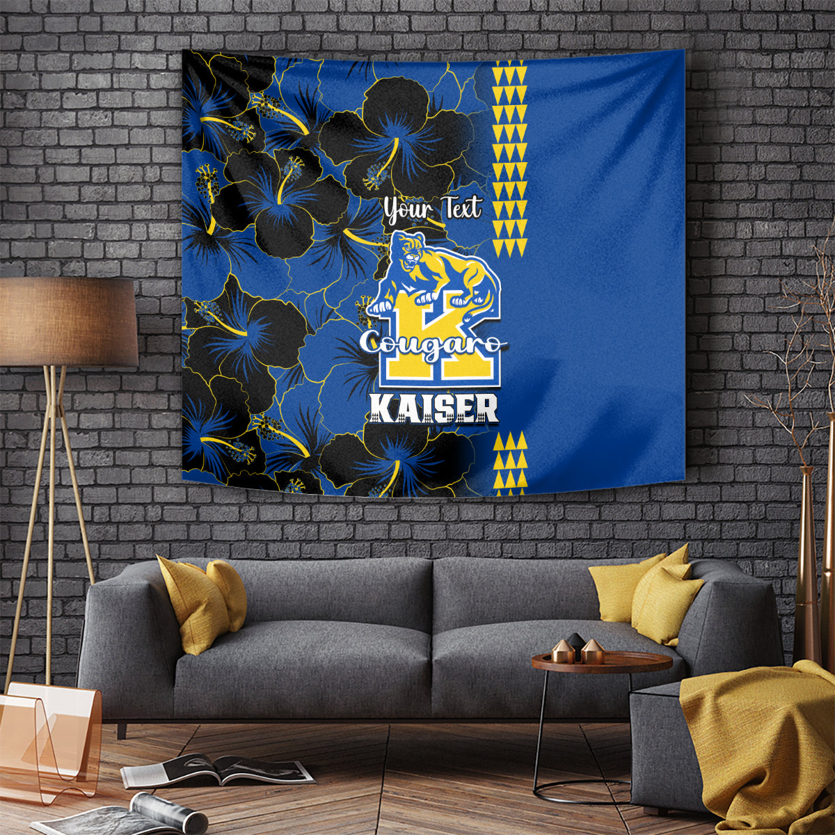 personalised-hawaii-kaiser-high-school-tapestry-kakau-mix-hibiscus-happy-52nd-anniversary