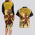 Mexico Panquetzaliztli Couples Matching Long Sleeve Bodycon Dress and Hawaiian Shirt Huitzilopochtli - Aztec God of Sun and War