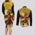 Mexico Panquetzaliztli Couples Matching Long Sleeve Bodycon Dress and Long Sleeve Button Shirt Huitzilopochtli - Aztec God of Sun and War