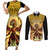 Mexico Panquetzaliztli Couples Matching Short Sleeve Bodycon Dress and Long Sleeve Button Shirt Huitzilopochtli - Aztec God of Sun and War