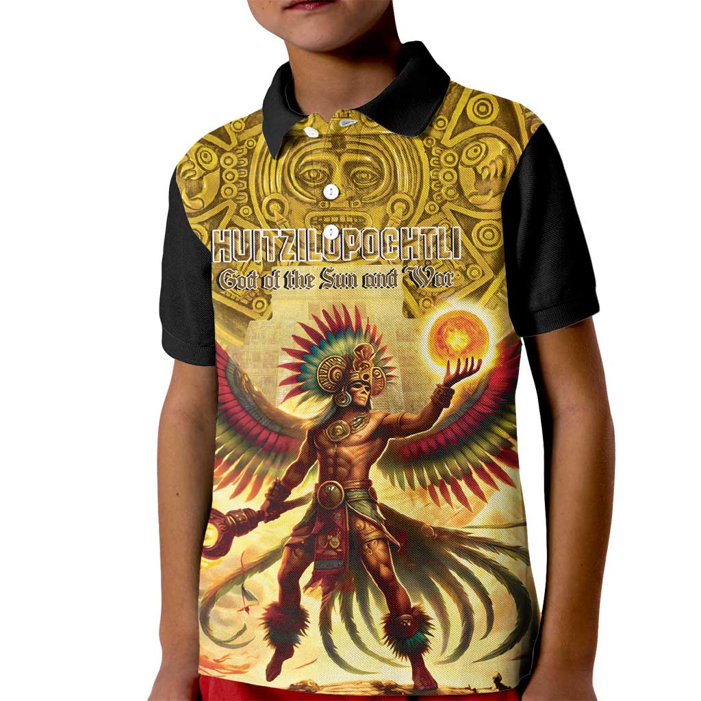 Mexico Panquetzaliztli Kid Polo Shirt Huitzilopochtli - Aztec God of Sun and War