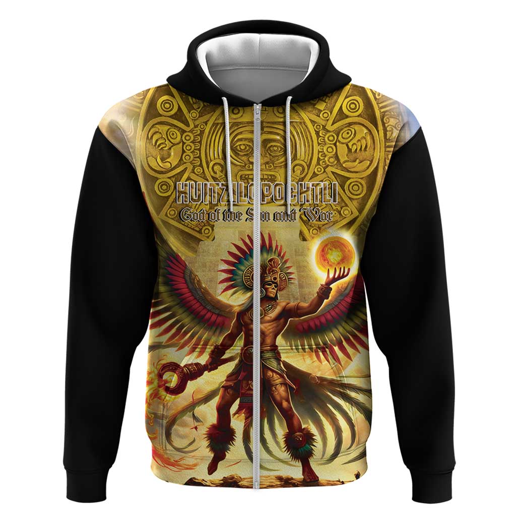 Mexico Panquetzaliztli Zip Hoodie Huitzilopochtli - Aztec God of Sun and War