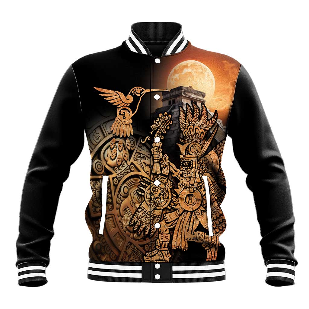 Mexico Warrior Baseball Jacket Huitzilopochtli With Aztec Hummingbird