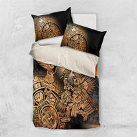 Black and gold Aztec warrior duvet with hummingbird accents and two coordinating pillowcases