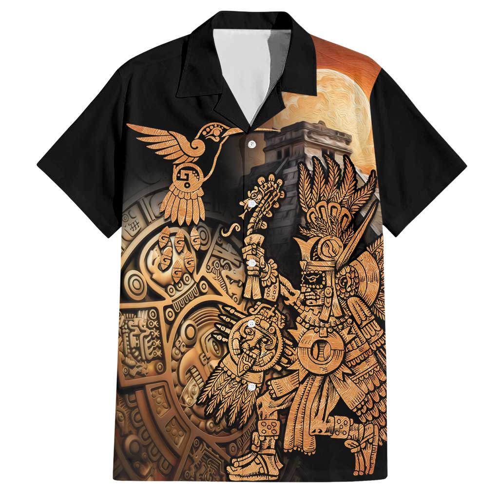 Mexico Warrior Hawaiian Shirt Huitzilopochtli With Aztec Hummingbird