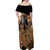 Mexico Warrior Off Shoulder Maxi Dress Huitzilopochtli With Aztec Hummingbird