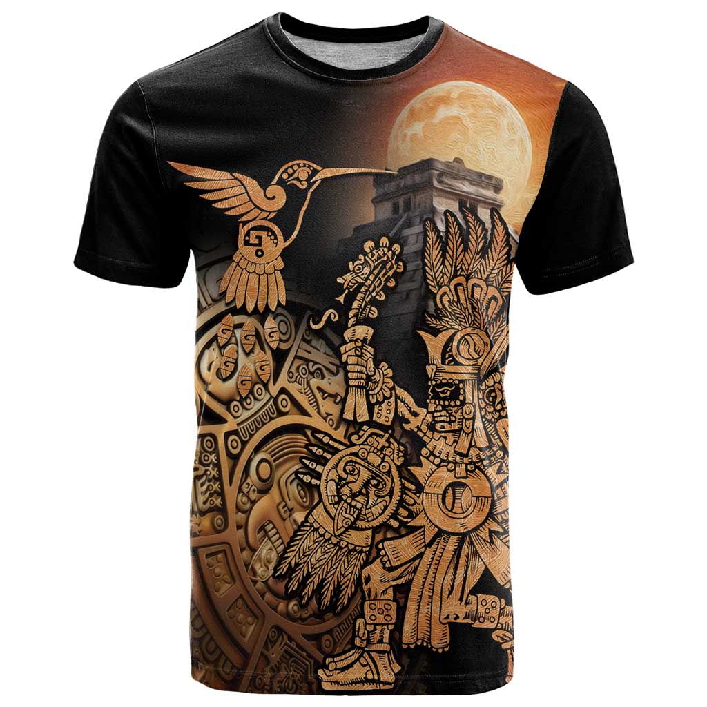 Mexico Warrior T Shirt Huitzilopochtli With Aztec Hummingbird