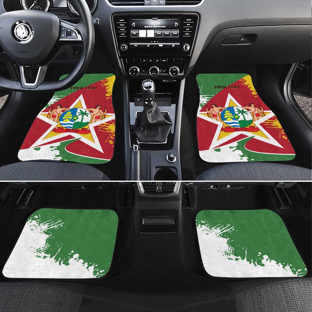 Personalized Suriname Independence Day Car Mats Coat Of Arms - Flag Style - Wonder Print Shop