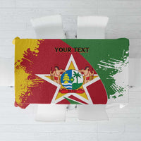 Personalized Suriname flag-style tablecloth with coat of arms and blank text, green