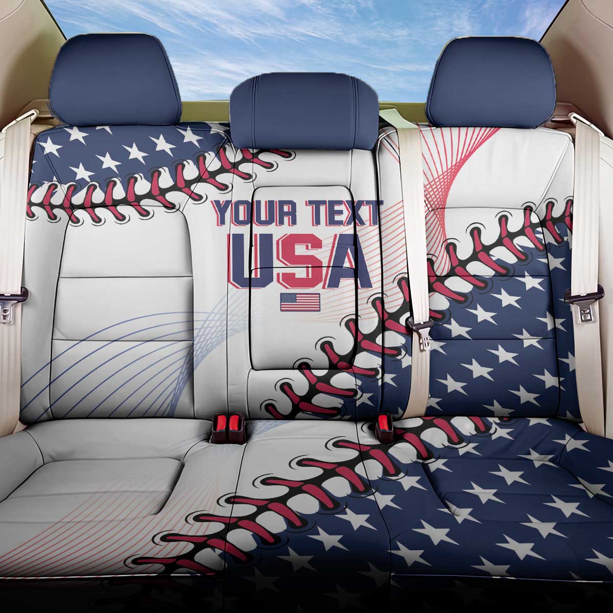 Custom Baseball 2024 USA Back Car Seat Cover Go United States - Wonder Print Shop