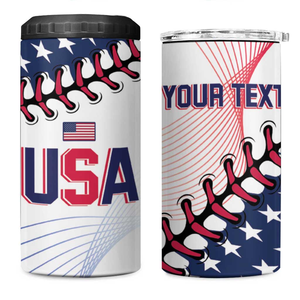 Personalized Baseball 2024 USA 4 in 1 Can Cooler Tumbler Go United States - Wonder Print Shop