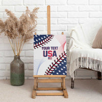 Canvas wall art USA baseball design with your text, displayed on a wooden easel