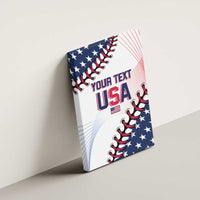 Canvas wall art USA baseball design with your text, side view mounted on a wall