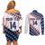 Custom Baseball 2024 USA Couples Matching Off Shoulder Short Dress and Long Sleeve Button Shirt Go United States - Wonder Print Shop