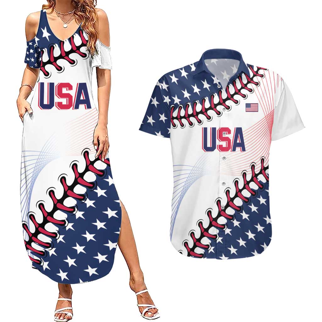 Custom Baseball 2024 USA Couples Matching Summer Maxi Dress and Hawaiian Shirt Go United States - Wonder Print Shop