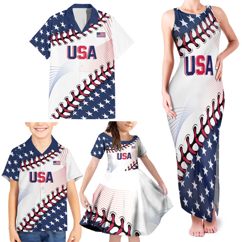 Custom Baseball 2024 USA Family Matching Tank Maxi Dress and Hawaiian Shirt Go United States - Wonder Print Shop