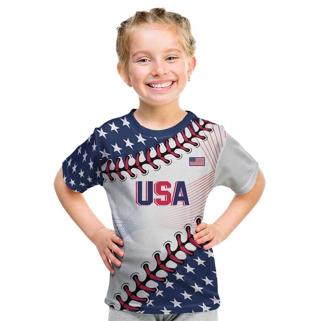 Custom Baseball 2024 USA Kid T Shirt Go United States - Wonder Print Shop