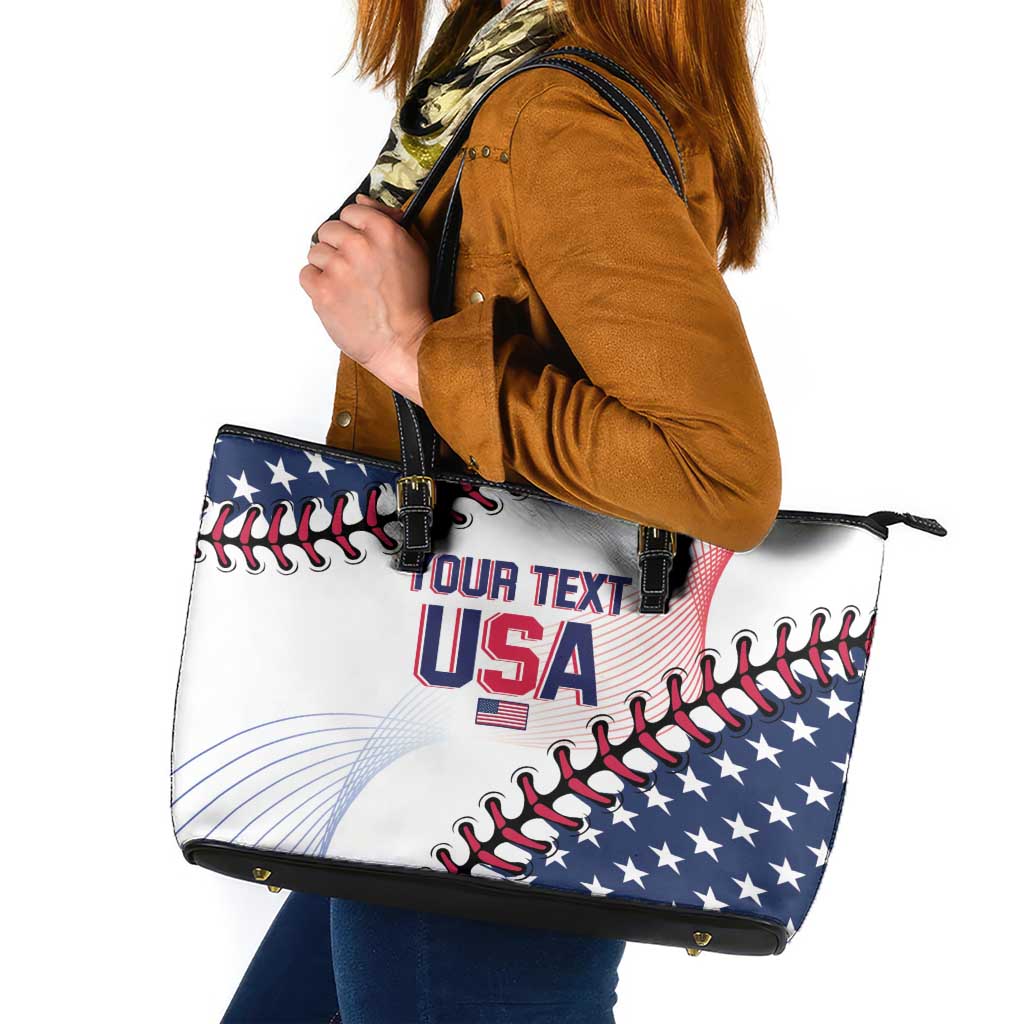 Custom Baseball 2024 USA Leather Tote Bag Go United States - Wonder Print Shop