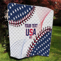 USA-themed baseball quilt blanket with diagonal star field and baseball stitching pattern