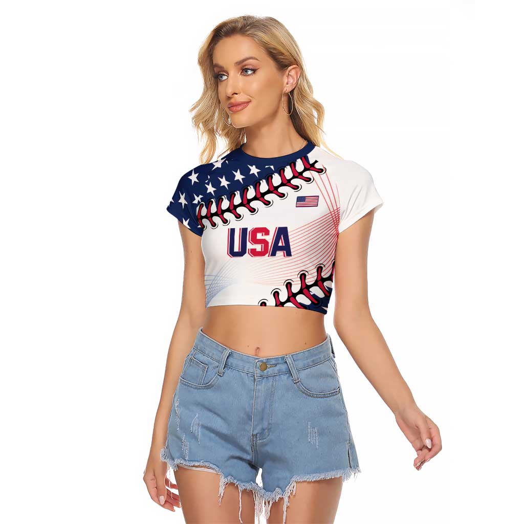 Custom Baseball 2024 USA Raglan Cropped T Shirt Go United States