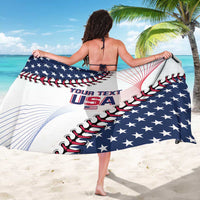 Baseball USA sarong worn from behind, showing star pattern and 'YOUR TEXT USA' center