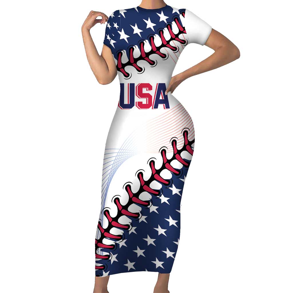 Custom Baseball 2024 USA Short Sleeve Bodycon Dress Go United States