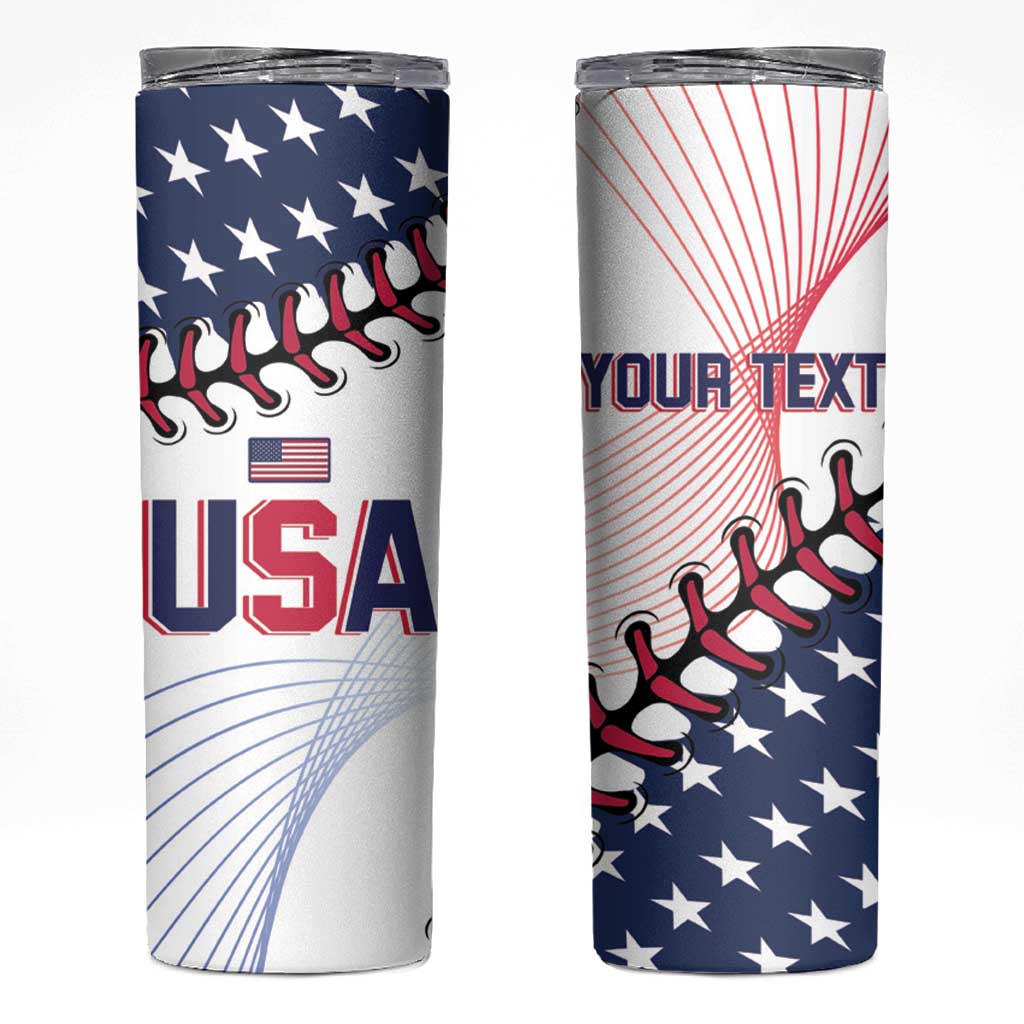 Personalized Baseball 2024 USA Skinny Tumbler Go United States