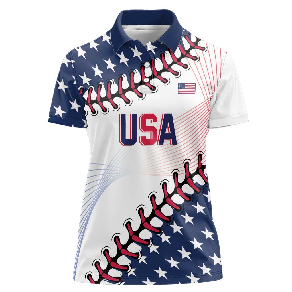 Custom Baseball 2024 USA Women Polo Shirt Go United States