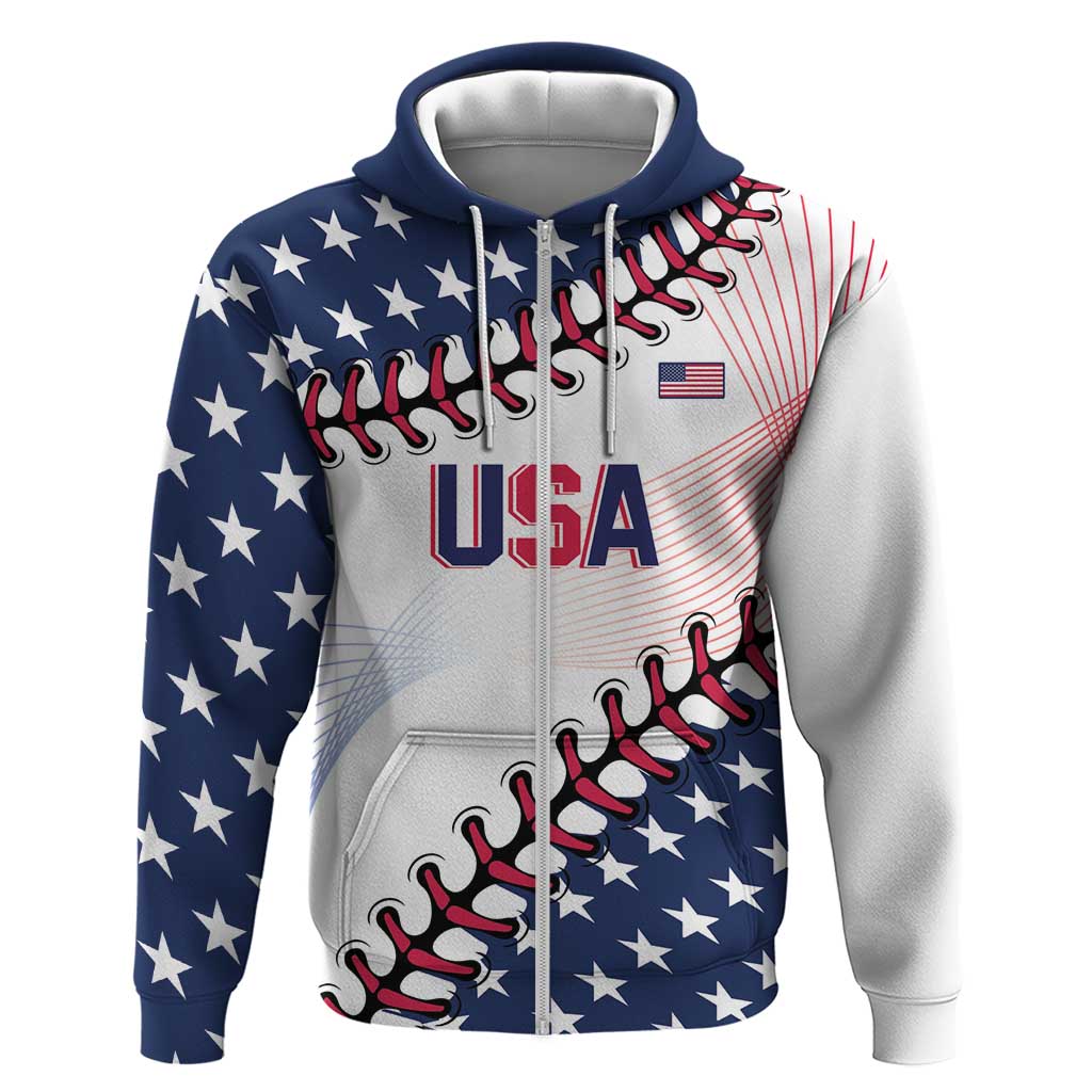 Custom Baseball 2024 USA Zip Hoodie Go United States