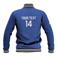 Uzbekistan Football Custom Baseball Jacket Come On White Wolves Blue - Wonder Print Shop