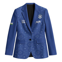 Uzbekistan Football Custom Blazer Come On White Wolves Blue - Wonder Print Shop