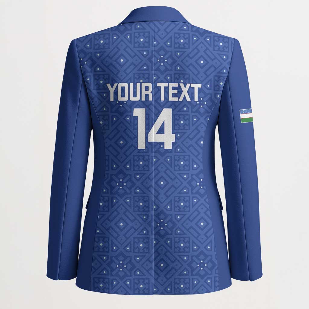Uzbekistan Football Custom Blazer Come On White Wolves Blue - Wonder Print Shop