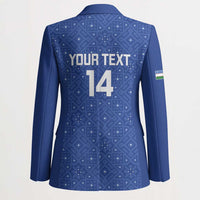 Uzbekistan Football Custom Blazer Come On White Wolves Blue - Wonder Print Shop