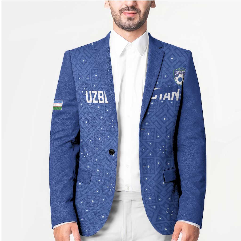 Uzbekistan Football Custom Blazer Come On White Wolves Blue - Wonder Print Shop