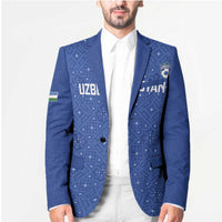Uzbekistan Football Custom Blazer Come On White Wolves Blue - Wonder Print Shop
