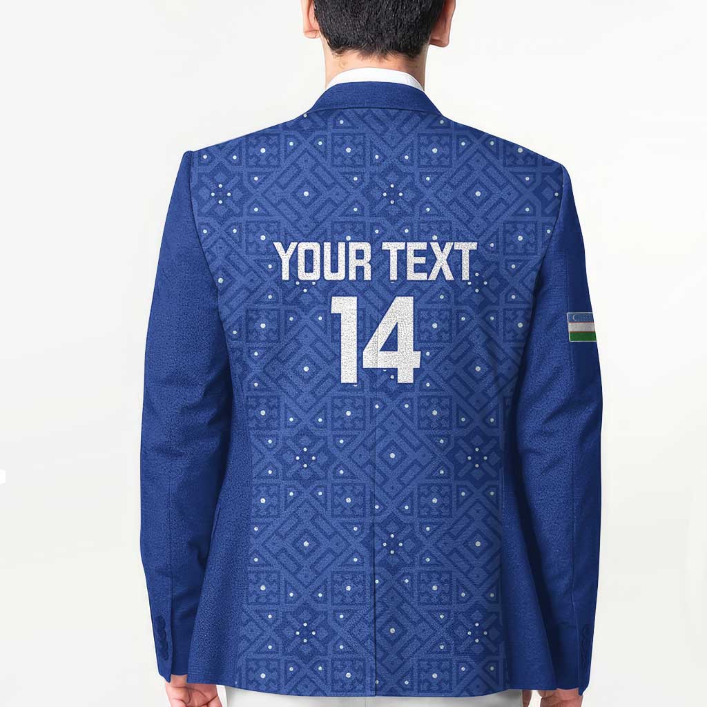 Uzbekistan Football Custom Blazer Come On White Wolves Blue - Wonder Print Shop
