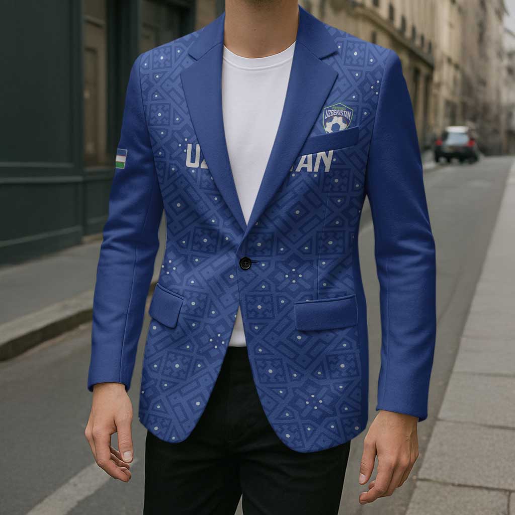 Uzbekistan Football Custom Blazer Come On White Wolves Blue - Wonder Print Shop