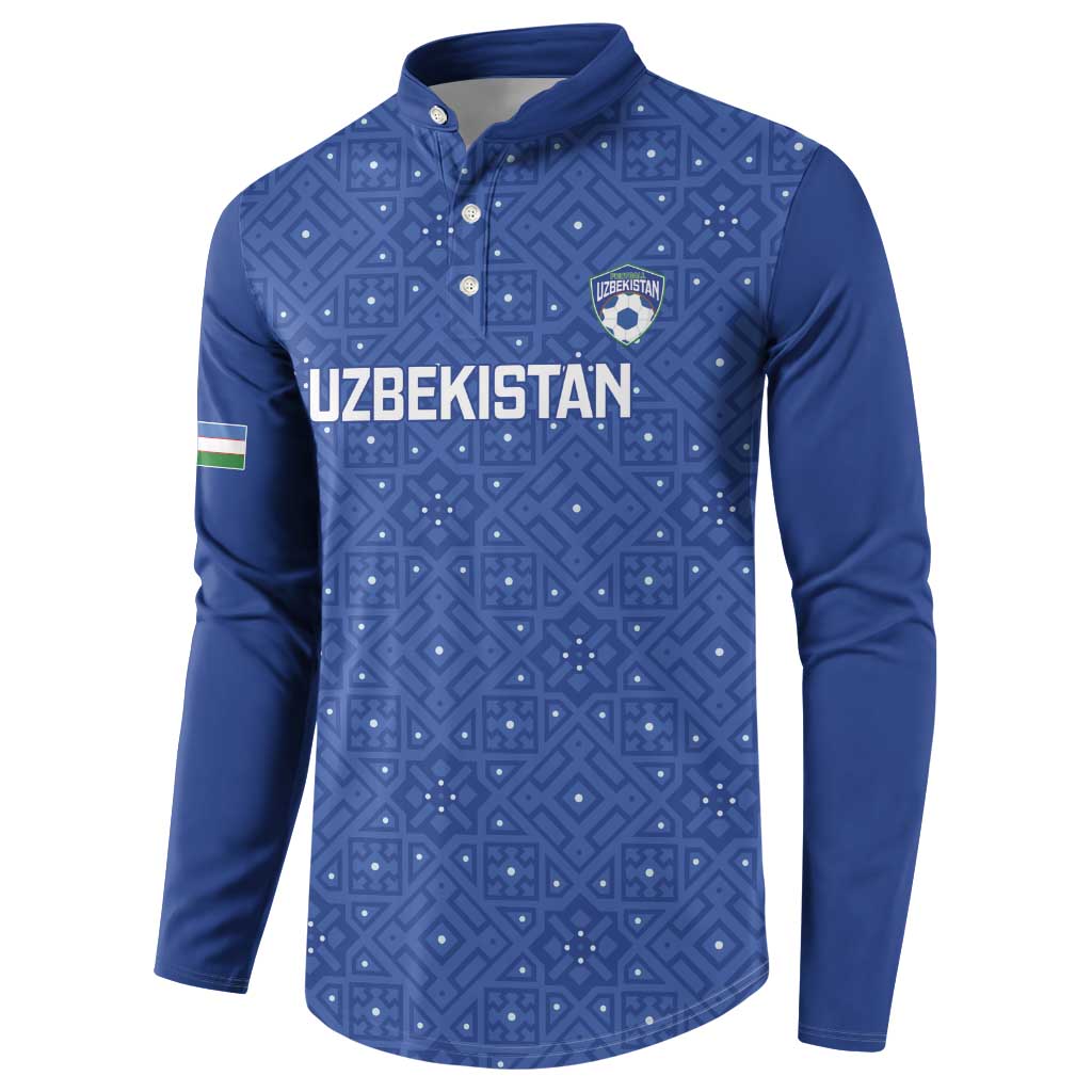 Uzbekistan Football Custom Button Sweatshirt Come On White Wolves Blue - Wonder Print Shop